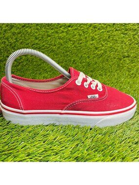 Vans Authentic Womens Size 7.5 Red White Casual Walking Skate Shoes Sneakers